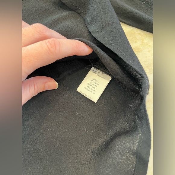 Skies are Blue | Lace Yoke Long‎ Sleeve Blouse | Black | Petite Medium (MP) - Picture 8 of 11